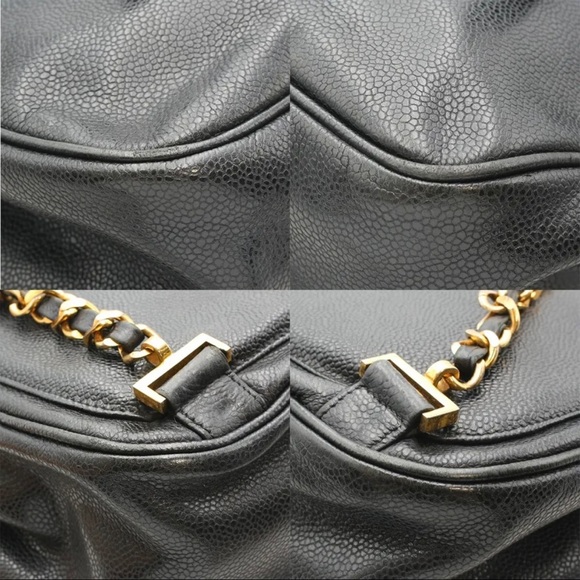 CHANEL Caviar Leather Turnlock Chain Backpack Bag Black main image 9